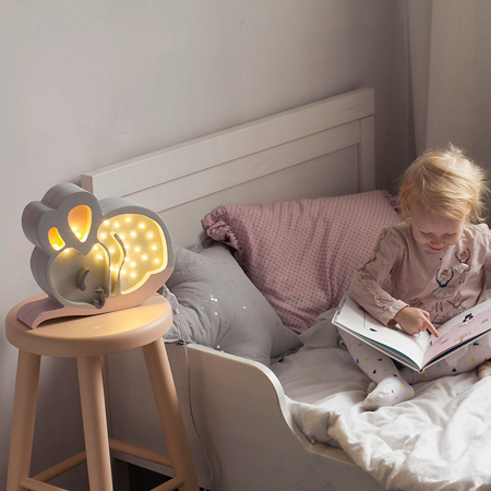 Photo de Little Lights® Lampe en bois faite à la main Souris Light Grey