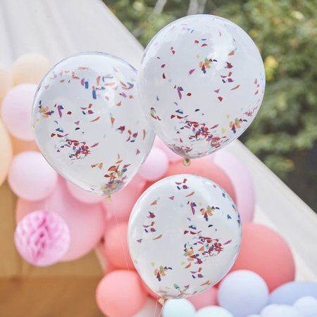 Photo de Ginger Ray® Ballons blancs avec Confettis Arc-en-ciel