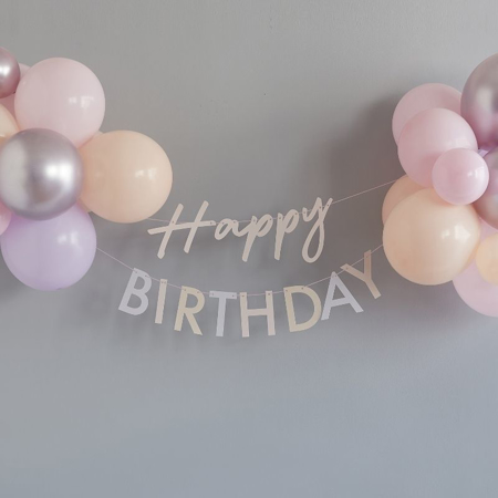 Photo de Ginger Ray® Bannière Happy Birthday avec Ballons Pastel Pink 
