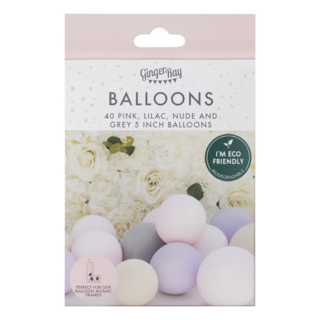 Ginger Ray® Pack de ballons Pink, Grey, Nude&Lilac