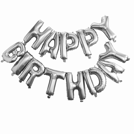 Ginger Ray® Guirlande ballon avec confettis Happy Birthday Silver
