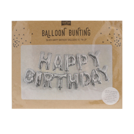 Photo de Ginger Ray® Guirlande ballon avec confettis Happy Birthday Silver