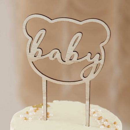 Photo de Ginger Ray® Décoration de gâteau Teddy Bear Baby Shower en bois