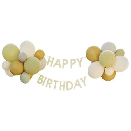 Photo de Ginger Ray® Guirlande de ballons Happy Birthday  Green, Grey, Sand & Gold Chrome 