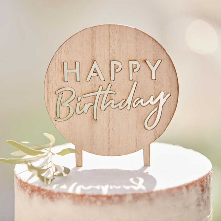 Ginger Ray® Décoration de gâteau Happy Birthday en bois