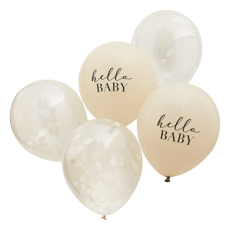 Ginger Ray®  Ballons avec confettis Taupe and Cloud Hello baby