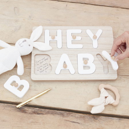 Photo de Ginger Ray® Puzzle/Livre d'or Hey Baby pour Baby Shower