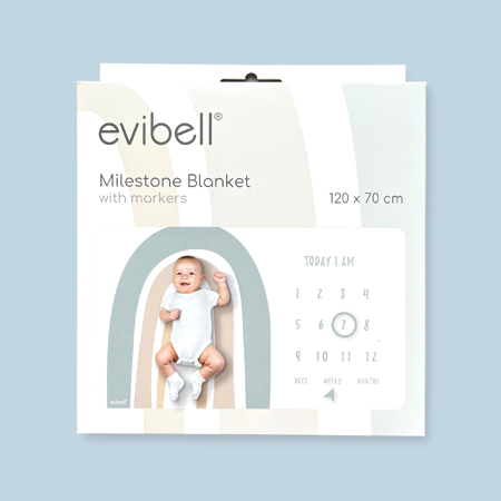 Evibell® Couverture Etape de bébé Milestone Blue