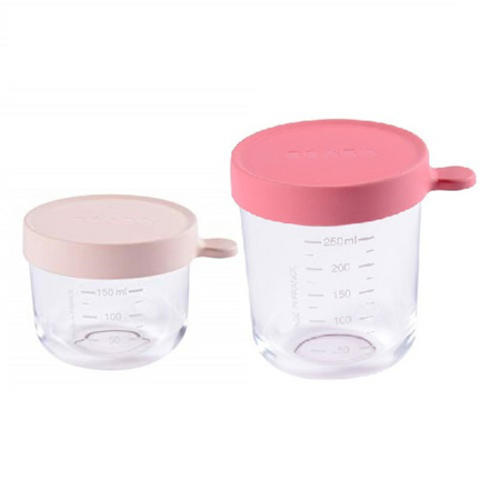 Photo de Beaba® Lot de 2 pots de conservation en verre 150ml et 250ml Pink