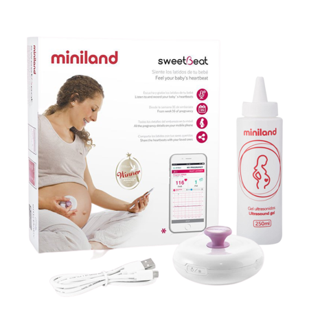Photo de Miniland® Moniteur de fréquence cardiaque Sweetbeat + Gel à ultrasons 250ml