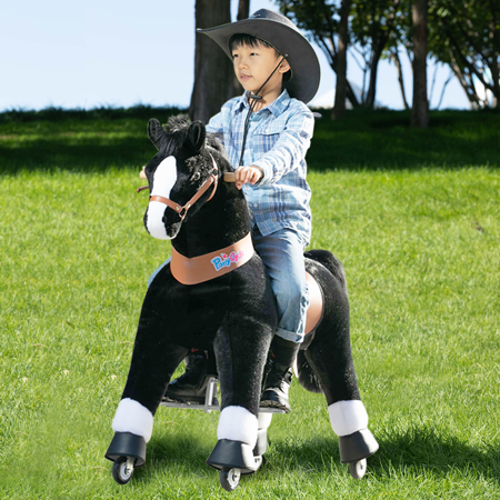 Photo de PonyCycle® Cheval sur roues Black avec sabot Blanc (7+)