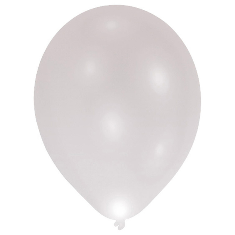 Photo de Amscan® 5 Ballons en latex avec LED 27,5 cm Silver