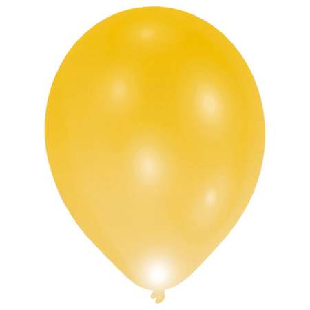 Photo de Amscan® 5 Ballons en latex avec LED 27,5 cm Gold