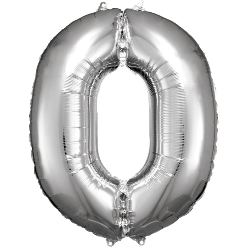 Photo de Amscan® Ballon Numéro 0 (86 cm) Silver