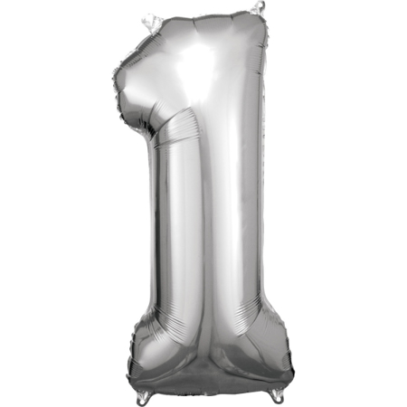 Amscan® Ballon Numéro 1 (86 cm) Silver