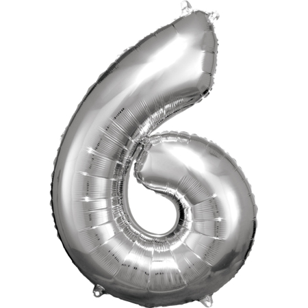 Photo de Amscan® Ballon Numéro 6 (86 cm) Silver