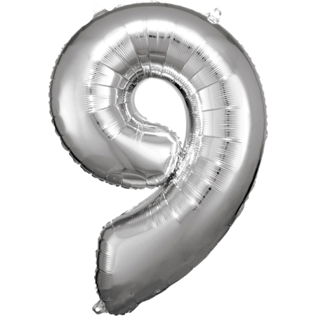 Amscan® Ballon Numéro 9 (86 cm) Silver