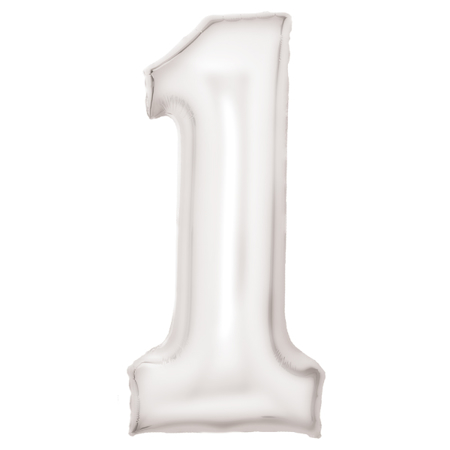 Photo de Amscan® Ballon Numéro 1 (86 cm) Silk Lustre White