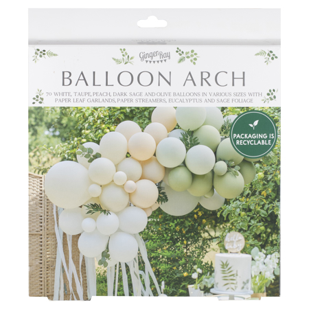 Photo de Ginger Ray® Arche de ballons Taupe, Peach & Sage Eucalyptus