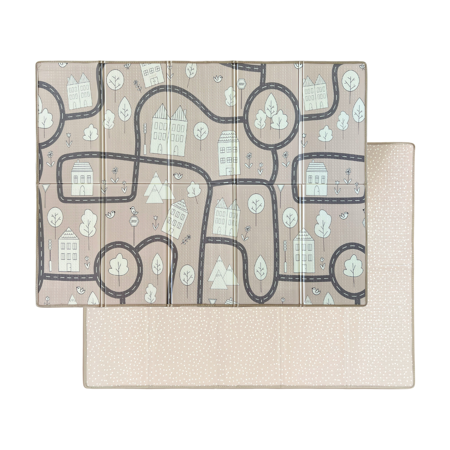 Evibell® Tapis de jeu double face 150x190 Dots/City Sand & Couvertured'étape Milestone Blush