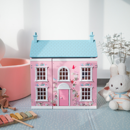 Evibell® Maison de poupée en bois Pink