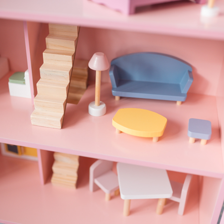Photo de Evibell® Maison de poupée en bois Pink