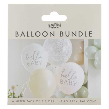 Photo de Ginger Ray® Ballons avec confettis Taupe and Cloud Hello baby 5 pièces