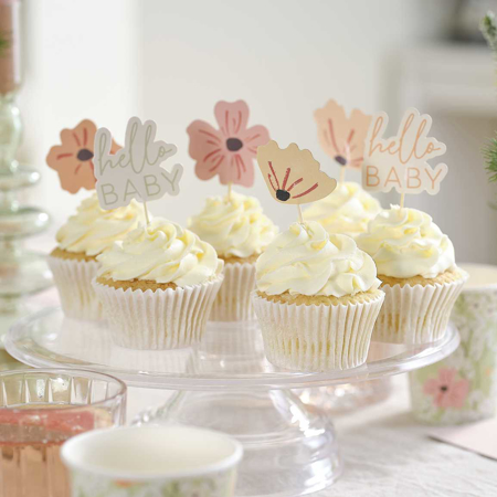 Photo de Ginger Ray® Décorations pour cupcakes Floral 12 pièces