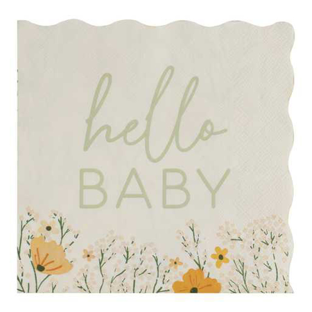 Ginger Ray® Serviettes en papier Hello Baby Floral 16 pièces