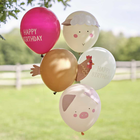 Photo de Ginger Ray®  Ballons Farm Animals 5 pièces