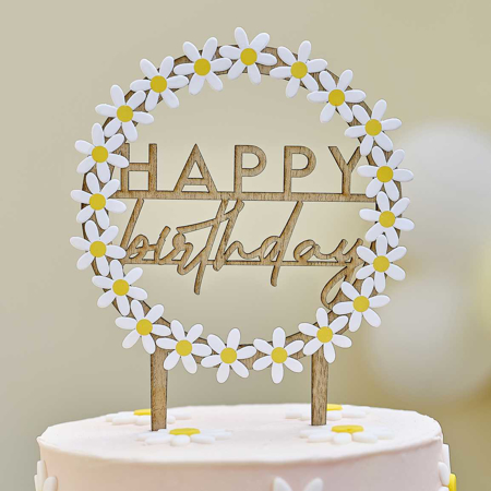 Photo de Ginger Ray® Décoration de gâteau Daisy Happy Birthday