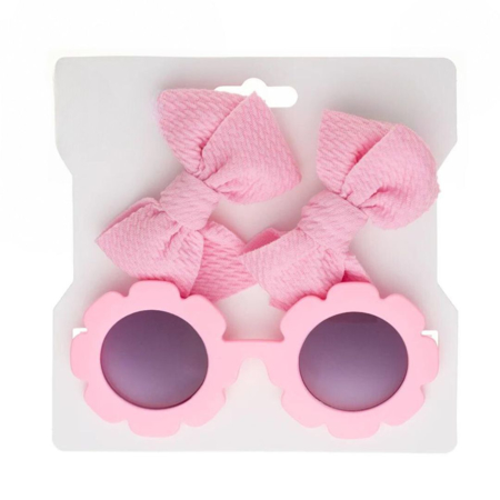 Evitas Barrettes a cheveaux (2) et lunettes de soleil enfant Flower Pink