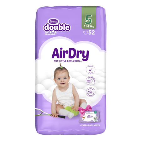 Violeta® Couches Double Care Air Dry Taille 5 (11-25 kg) 52 Pièces