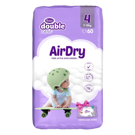 Photo de Violeta®  Couches Air Dry 4 Maxi (7-18kg) Jumbo 60 + Cadeau Lingettes humides pour bébé