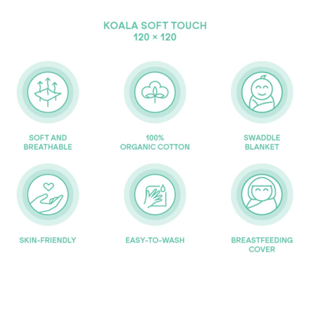Koala Babycare® 2 Langes en Mousseline Soft Touch 120x120 Pink
